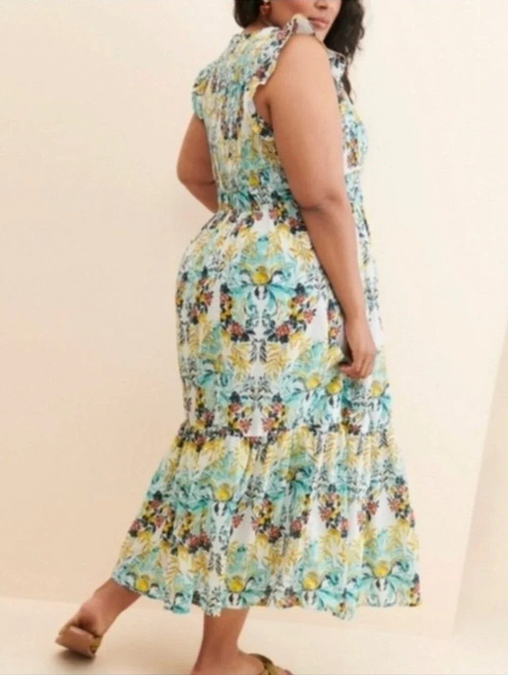 Anthropologie Peregrine Midi‎ Dress Floral Tiered Bohemian Cottagecore Size 2X - Picture 2 of 15